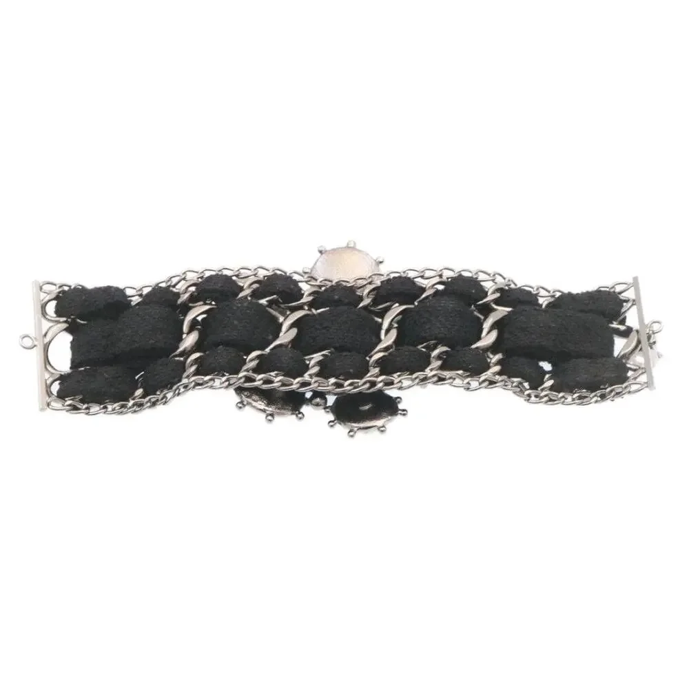 Chanel Bangle Bracelet Metal Black CC